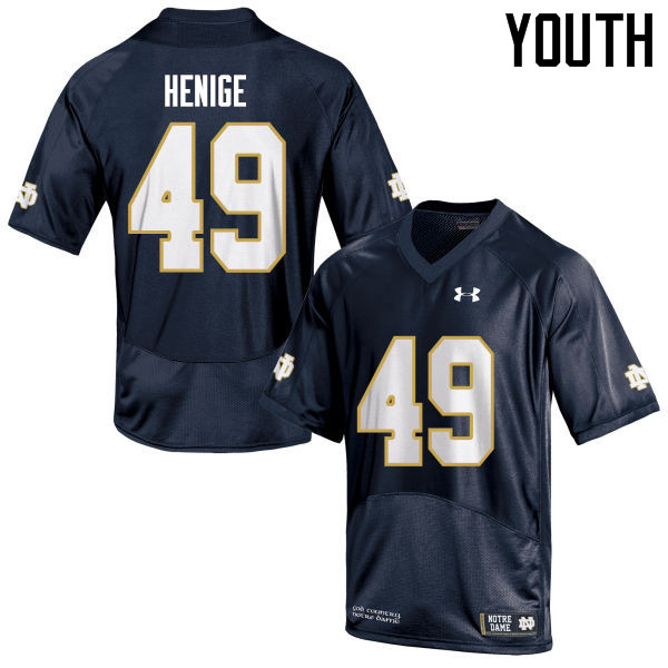 Youth #49 Jack Henige Notre Dame Fighting Irish College Football Jerseys Sale-Navy